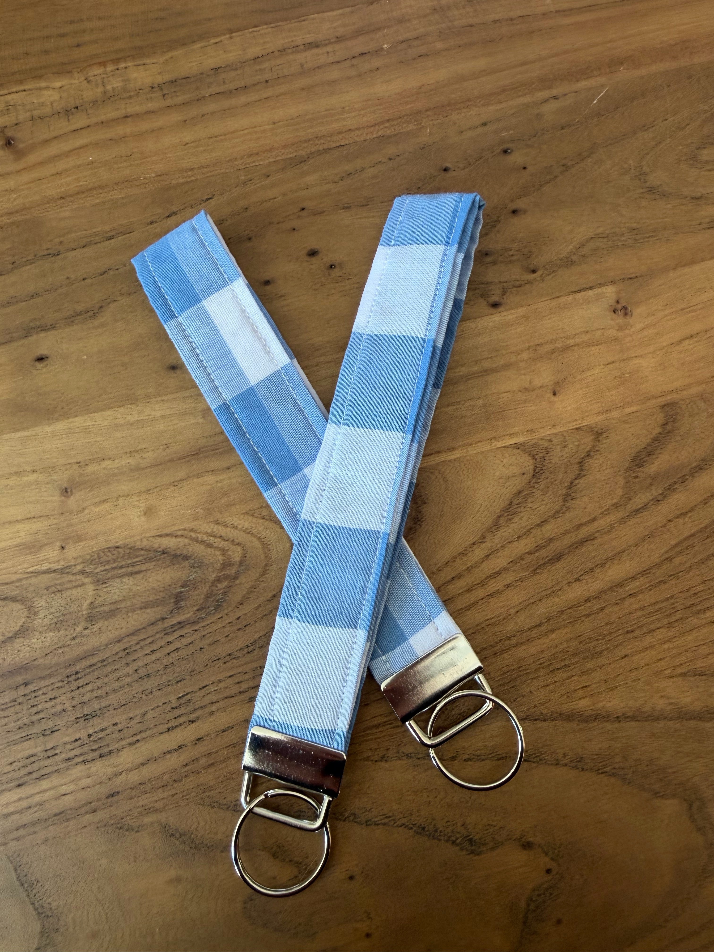 Navy Gingham wristlet