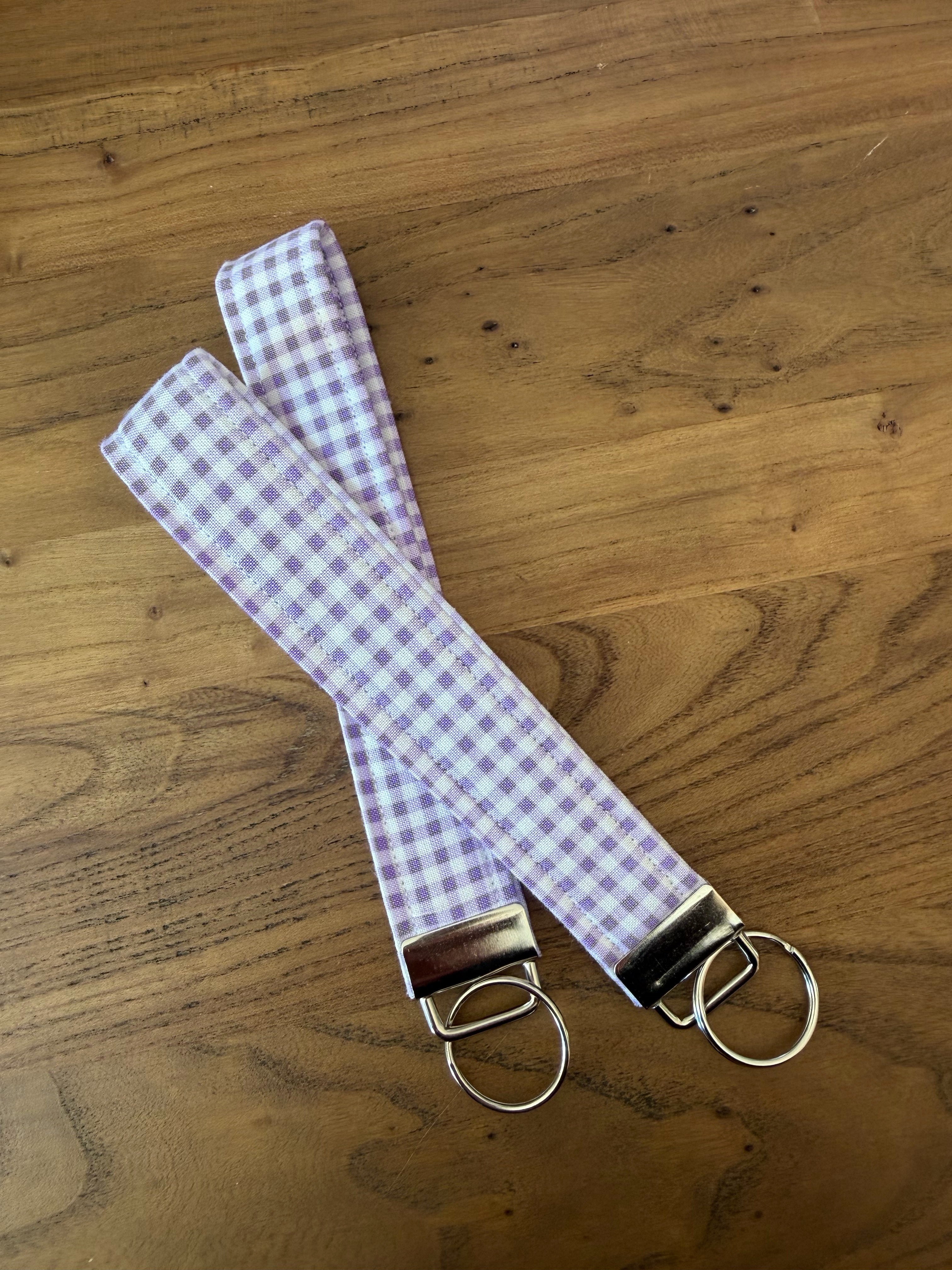 Purple Gingham wristlet