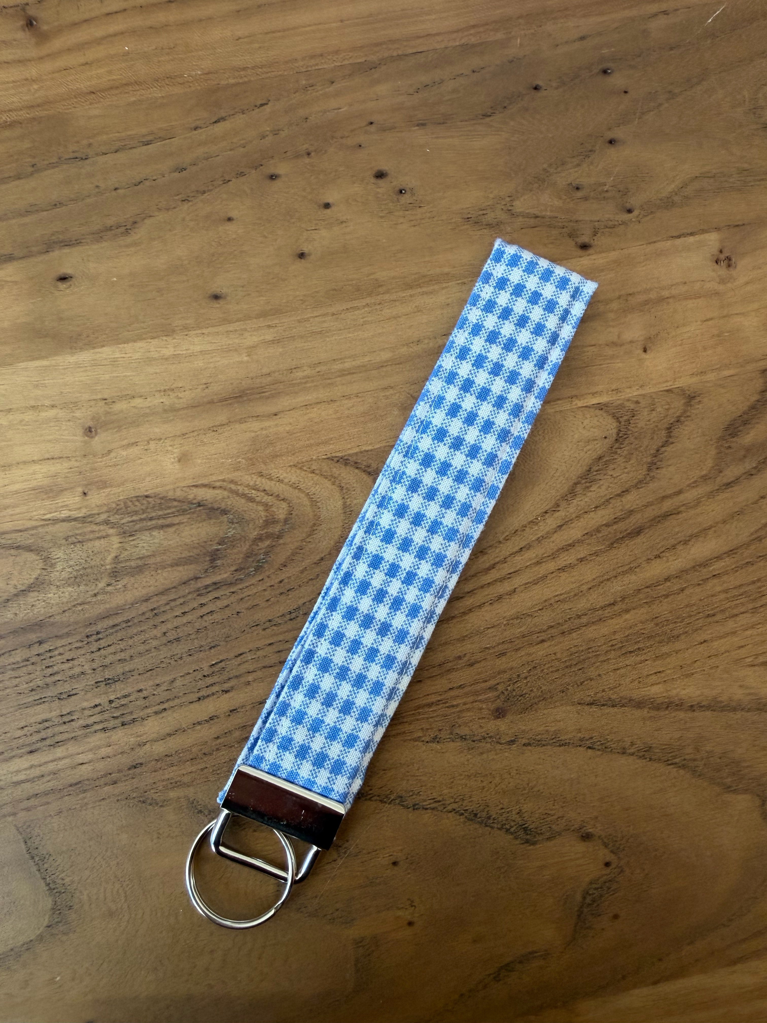 Blue Gingham wristlet