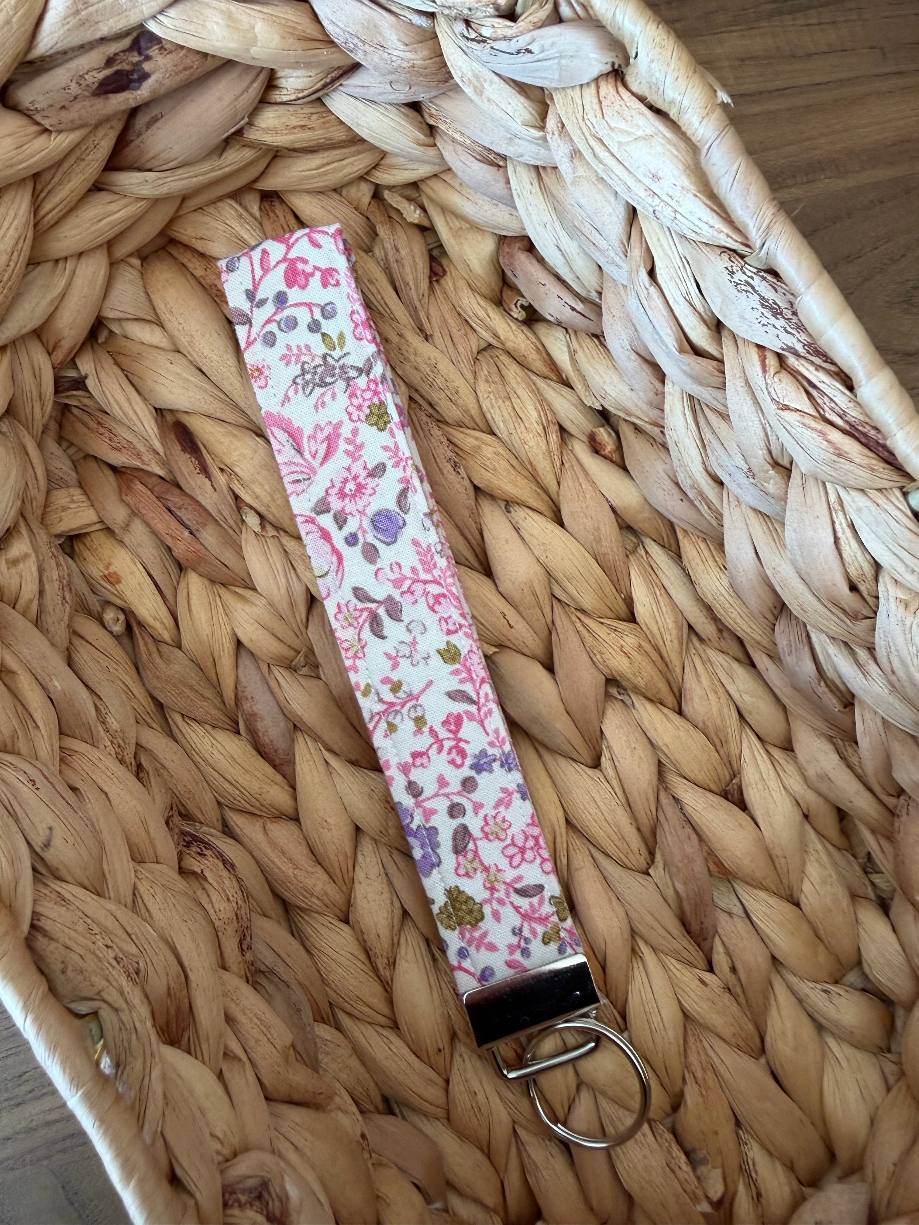 Pink floral wristlet