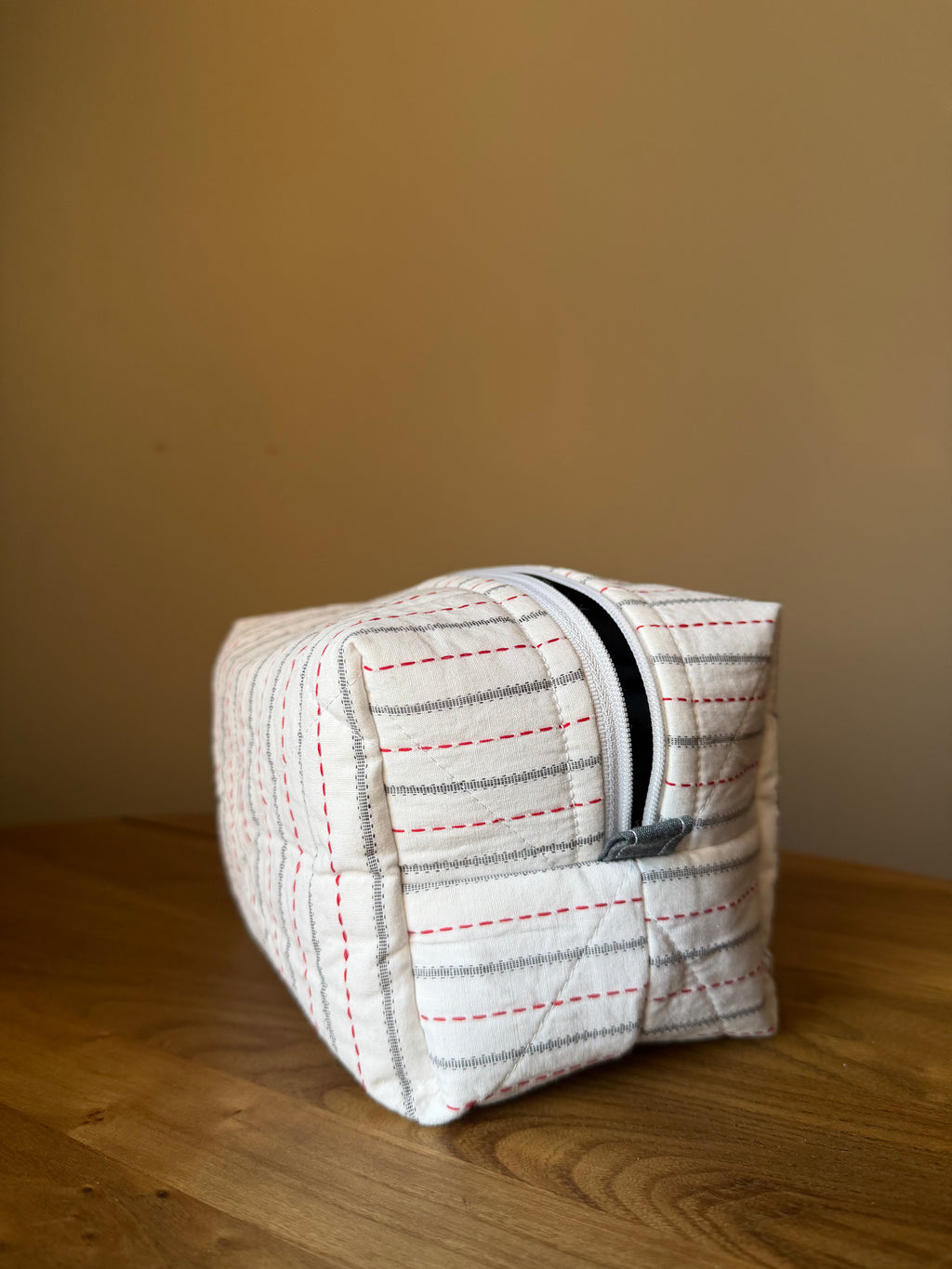 Deep Gray stripe Makeup Bags