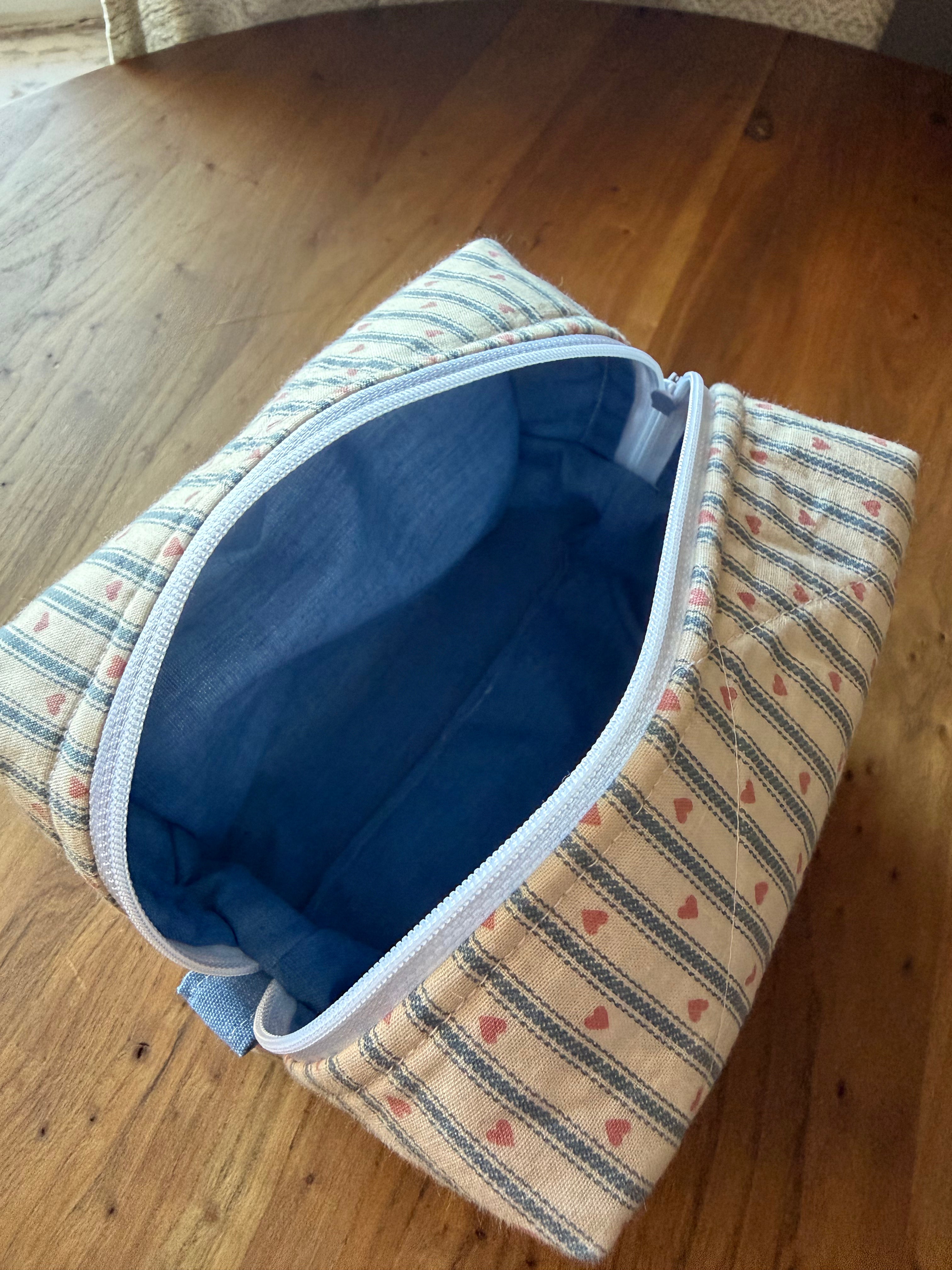 Blue stacked heart Makeup Bags