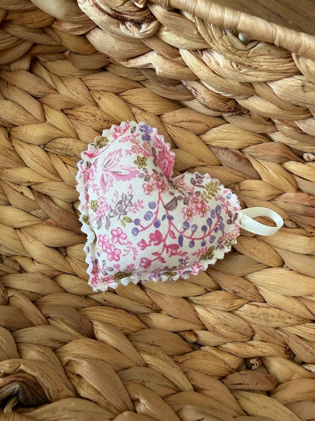 Pink Floral Heart Keychain
