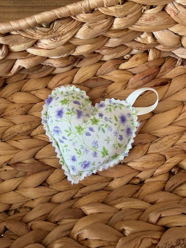 Purple gingham floral Heart Keychain