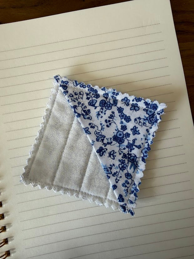 Costal Grandma Blue Fabric Corner Bookmark