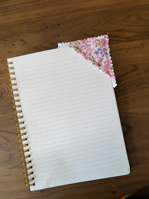 Pink Floral Fabric Corner Bookmark