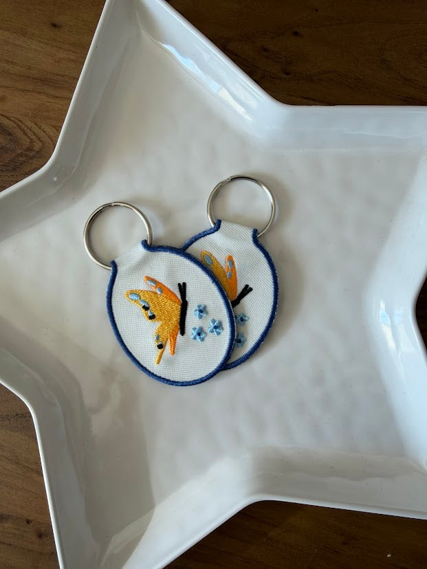 Butterfly Embroidered Keychain