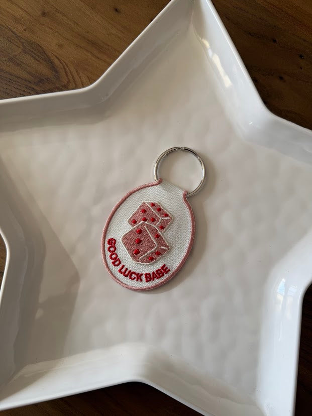 Good Luck Babe Embroidered Keychain