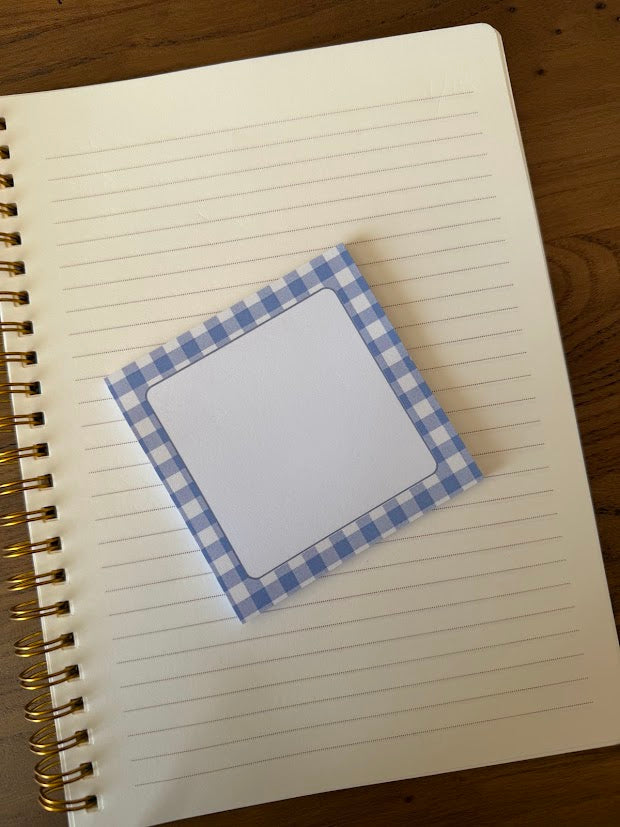 Blue Gingham Sticky Notes