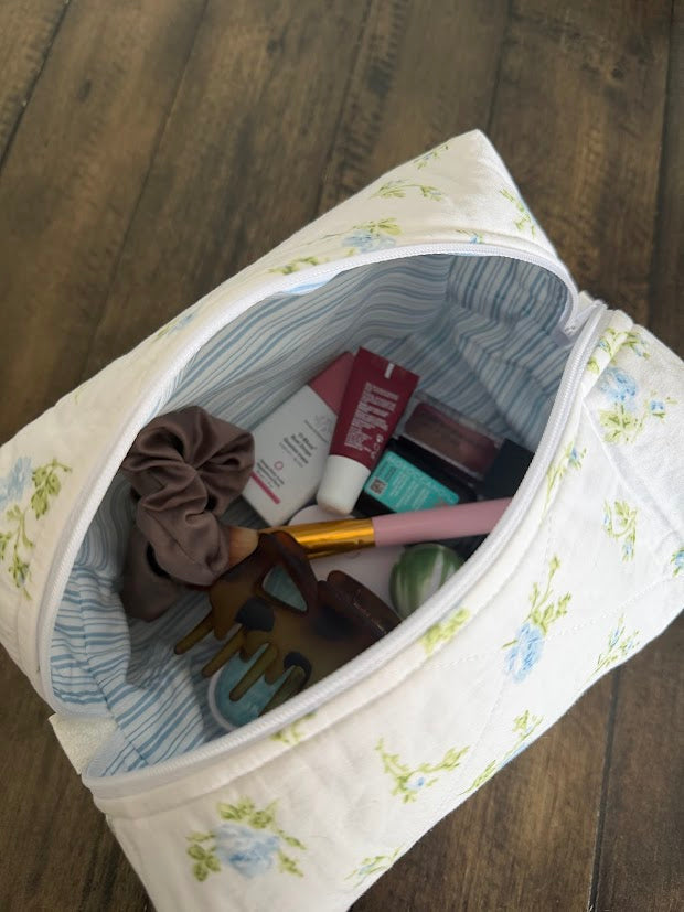 Blue Floral Makeup Bags