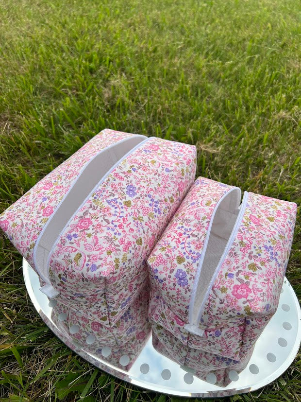 Pink floral Makeup Bags