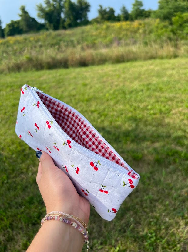 Red gingham cherry Pencil case