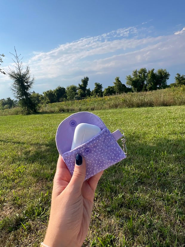 Purple polka dot AirPod case