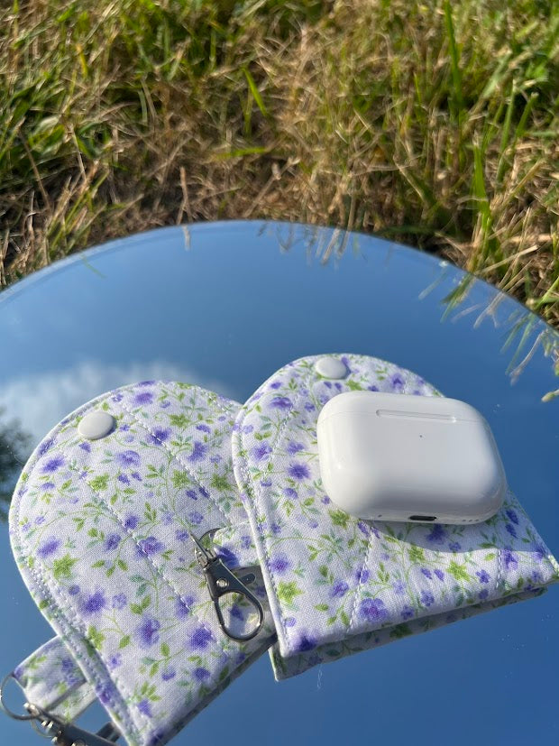 Purple gingham floral AirPod case