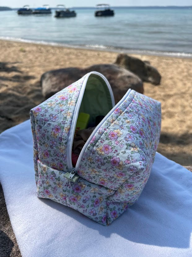 Green floral Makeup Bags