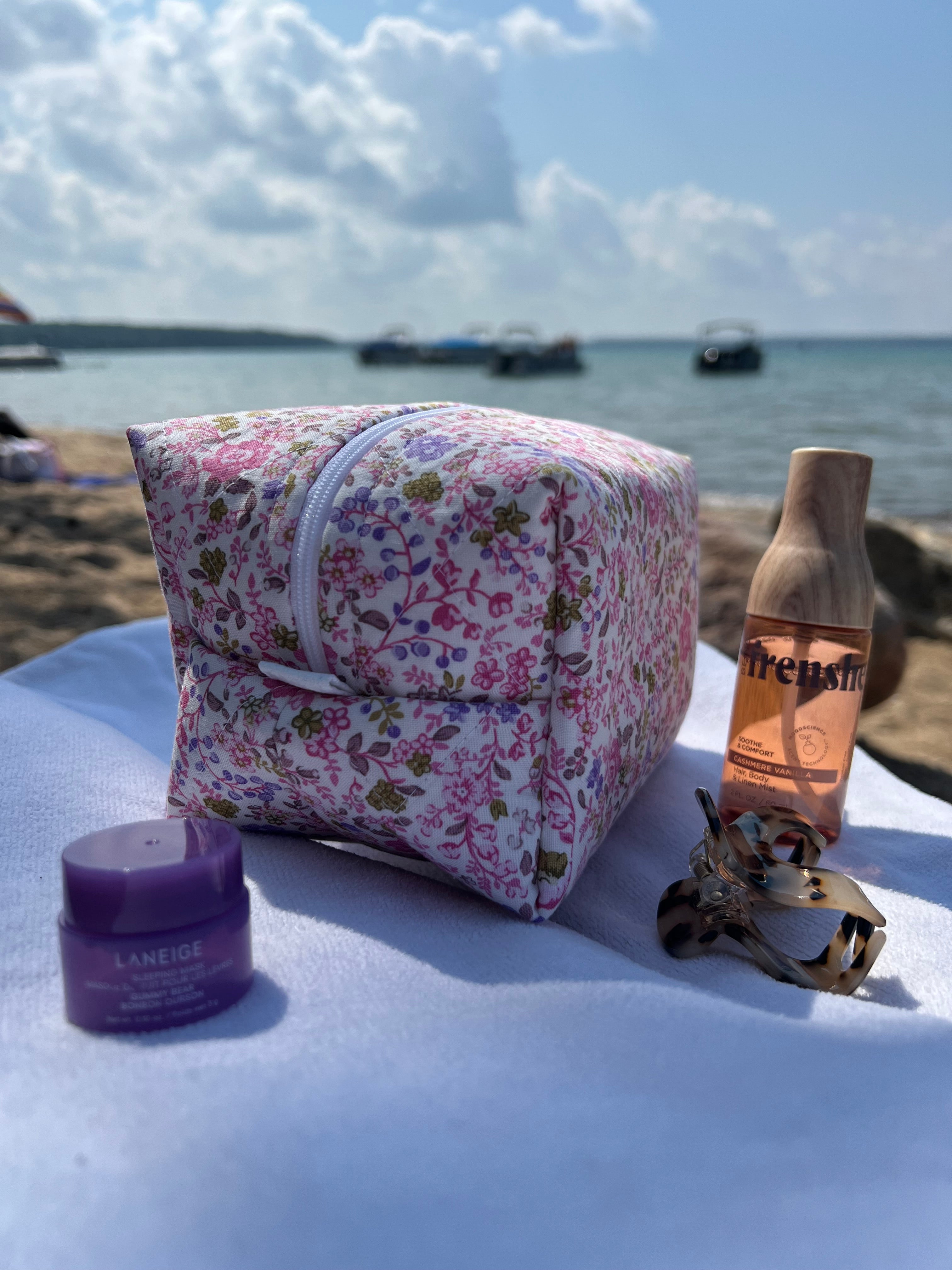 Pink floral Makeup Bags