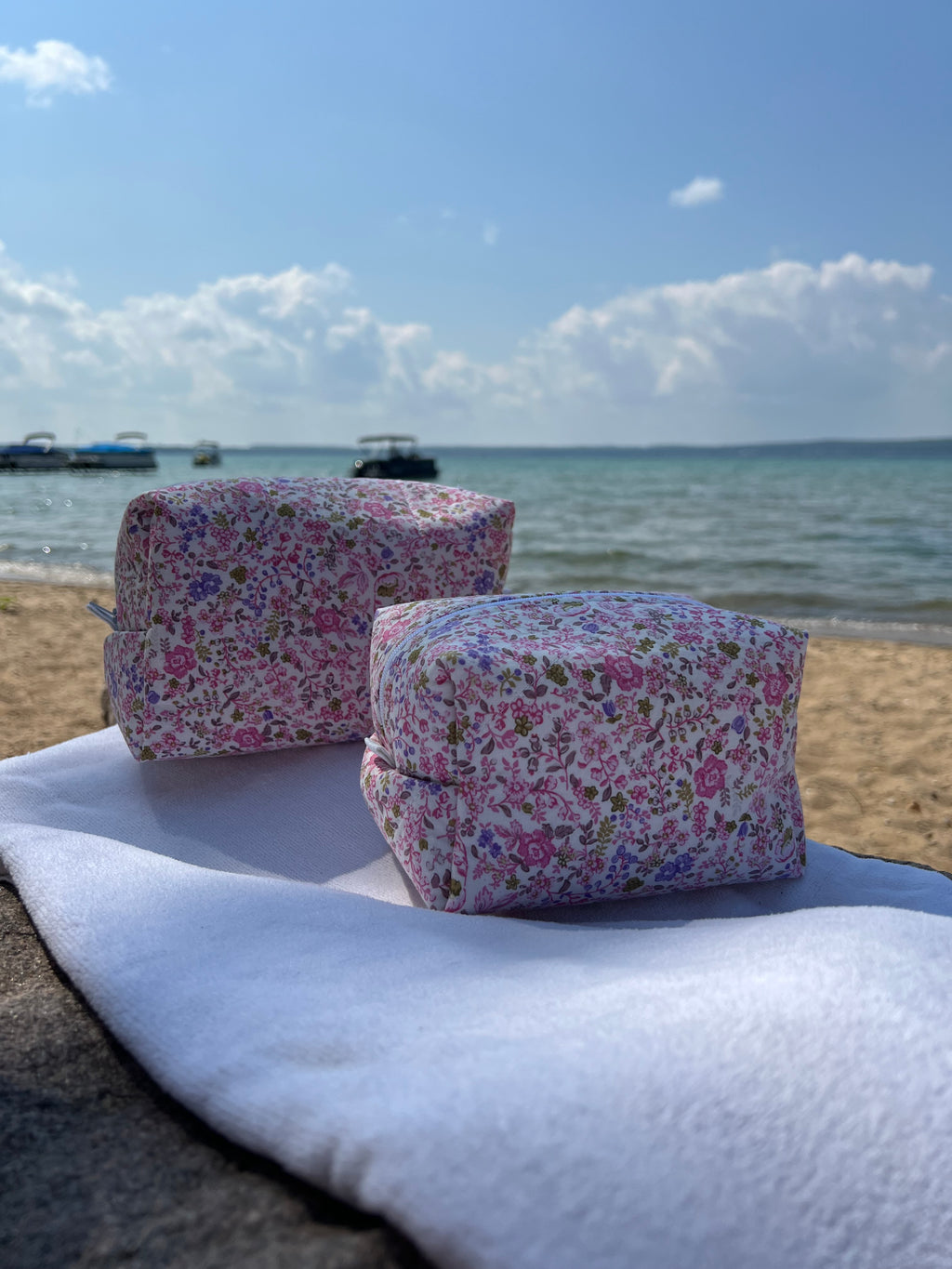 Pink floral Makeup Bags