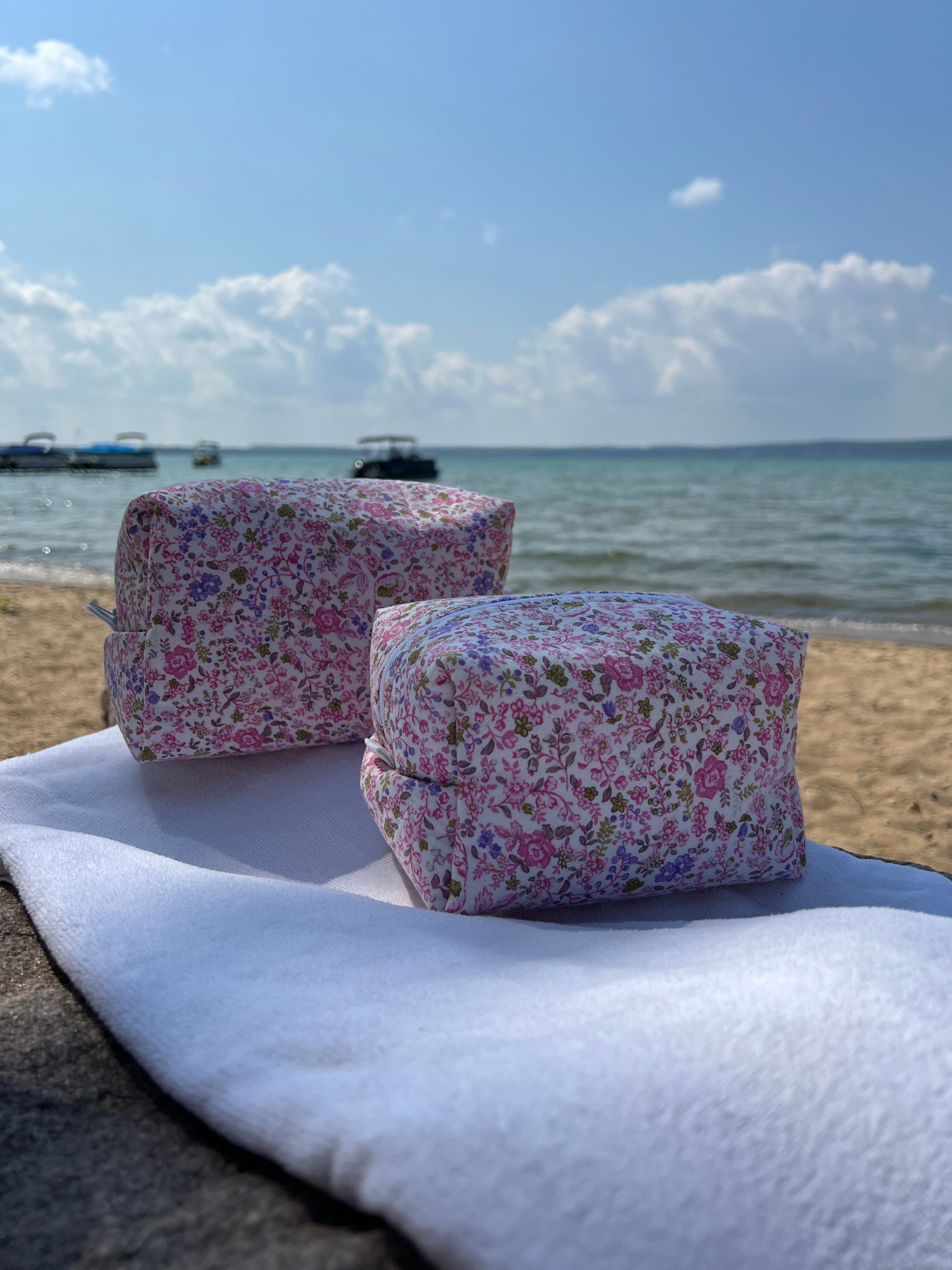 Pink floral Makeup Bags
