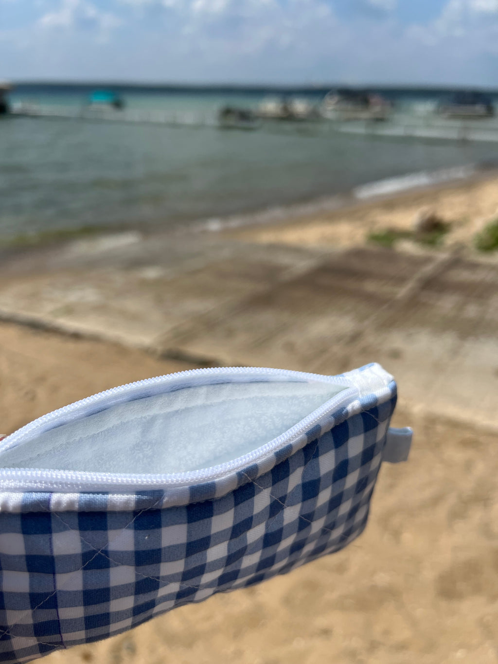 Blue gingham wallet
