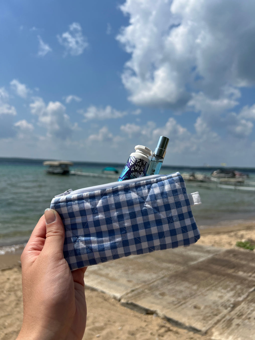Blue gingham wallet