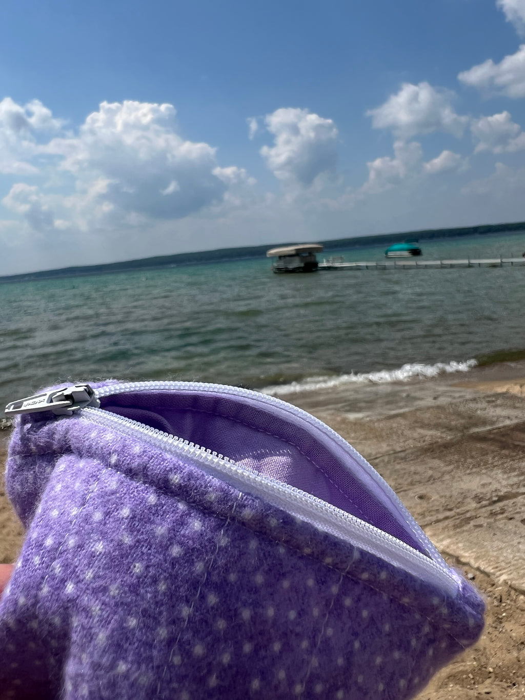 Purple polka dot wallet