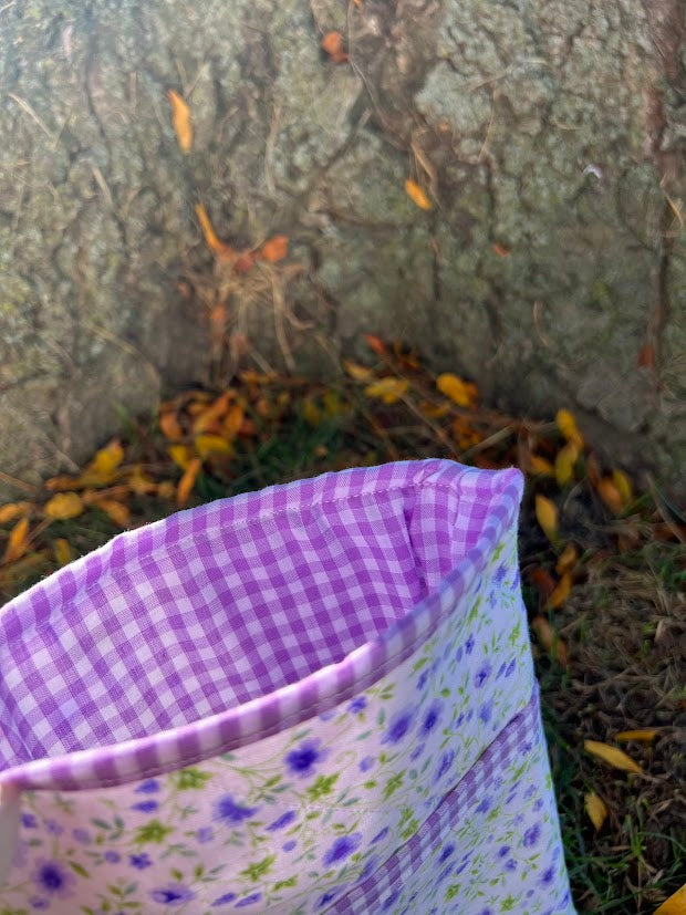 Purple gingham floral Kindle sleeve