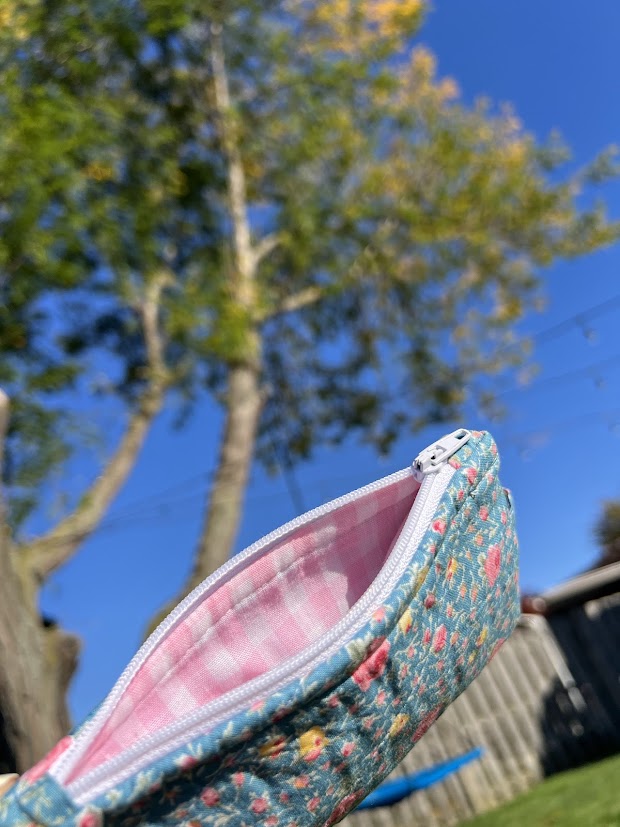 Pink floral gingham wallet